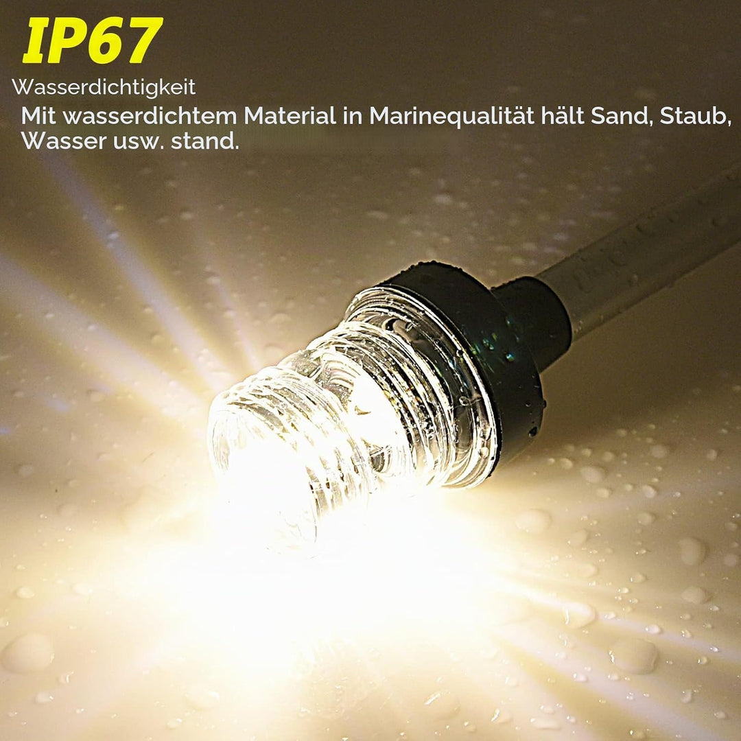 Geloo 10 Zoll Einstellbare LED Navigationslampe, Weiss Marine-Ankerlicht, 360 Grad LED Navigationssi
