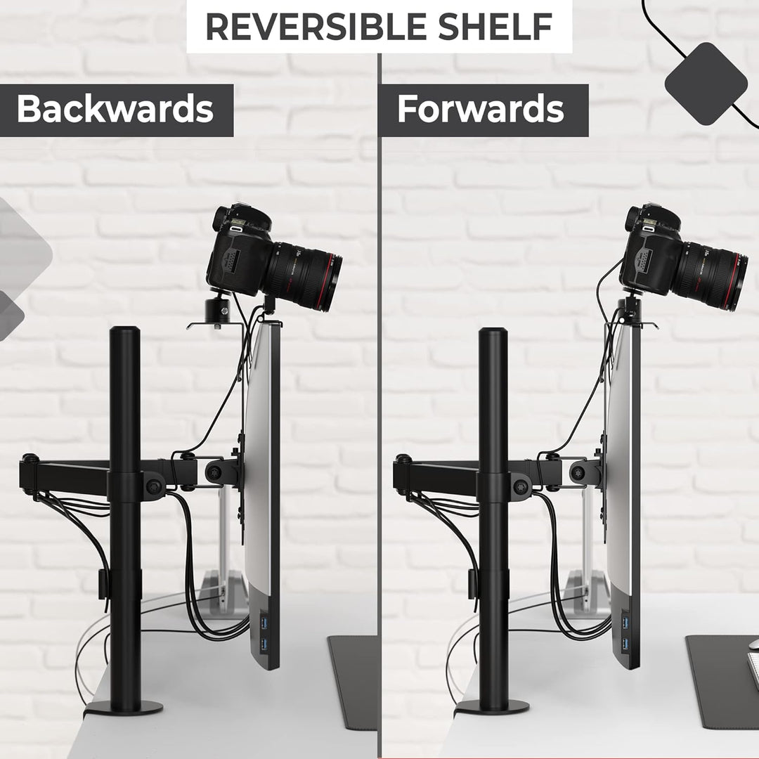 HumanCentric DSLR Monitor Mount - Monitor Shelf for Desk Camera Mount, Light Webcam and Microphone C