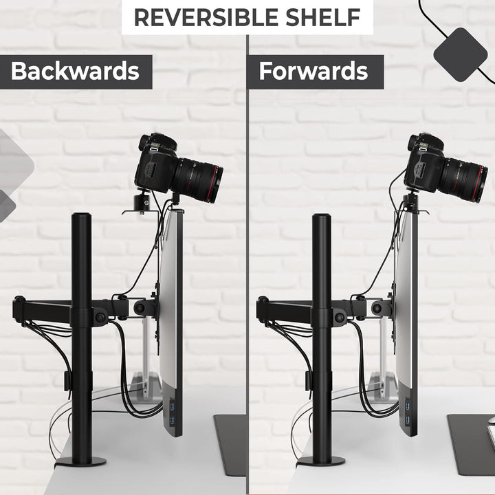 HumanCentric DSLR Monitor Mount - Monitor Shelf for Desk Camera Mount, Light Webcam and Microphone C