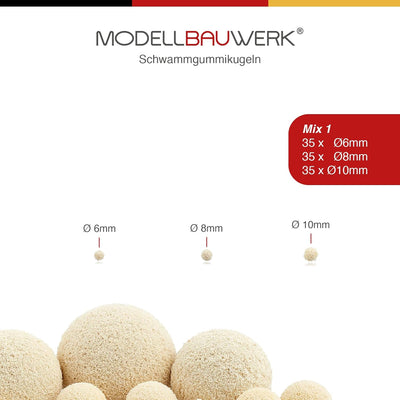 Vielseitigkeit pur! - Schwammgummikugeln 6/8/10er Mix hell, je 35St.= 105St., kreiere realistische u