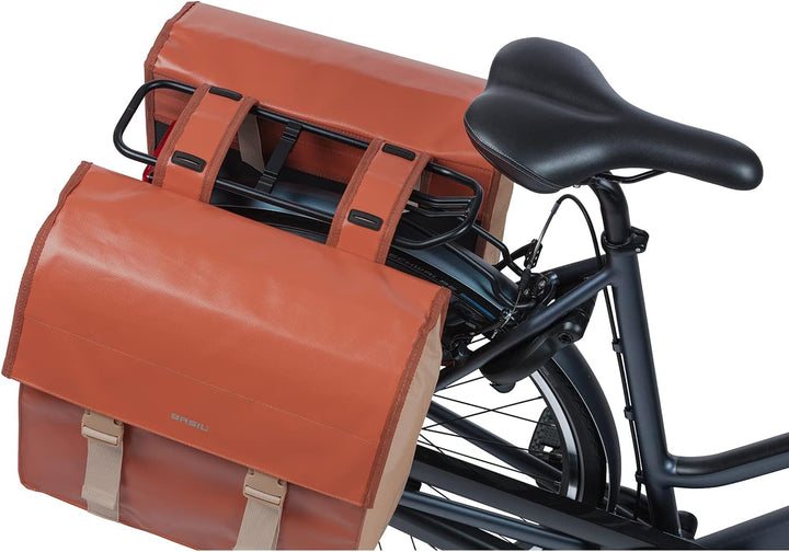 Basil Double Bicycle Bag Urban Load Terra Red/Rose - 48-53 Liter - Tarpaulin 40,5X17,5X46