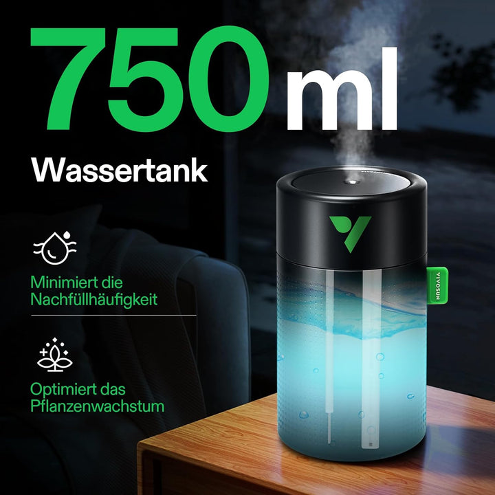 VIVOSUN AeroStream U075 USB-Luftbefeuchter, 750ml Kaltnebel Mini-Luftbefeuchter mit 2 Nebel-Modi, Au