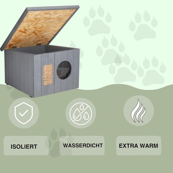 Katzenhaus Outdoor Winterfest, Katzenhaus Isoliert, Clawsable, Holz Outdoor, Katzenhütte 49,5 x 58 x
