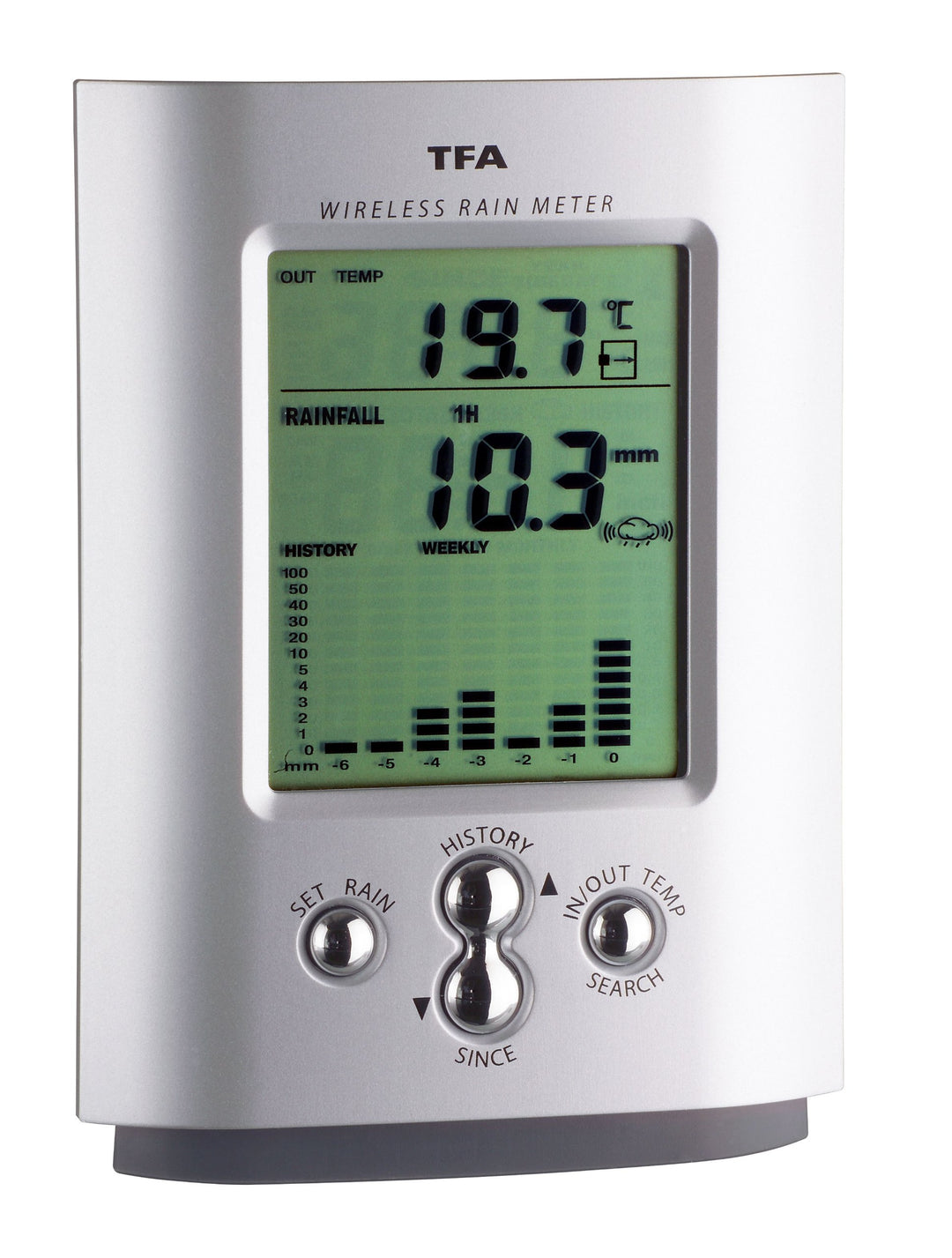 TFA Dostmann MonSun digitaler Funk-Regenmesser, 47.3003, kabellose Übertragung der Regenmenge, L 94