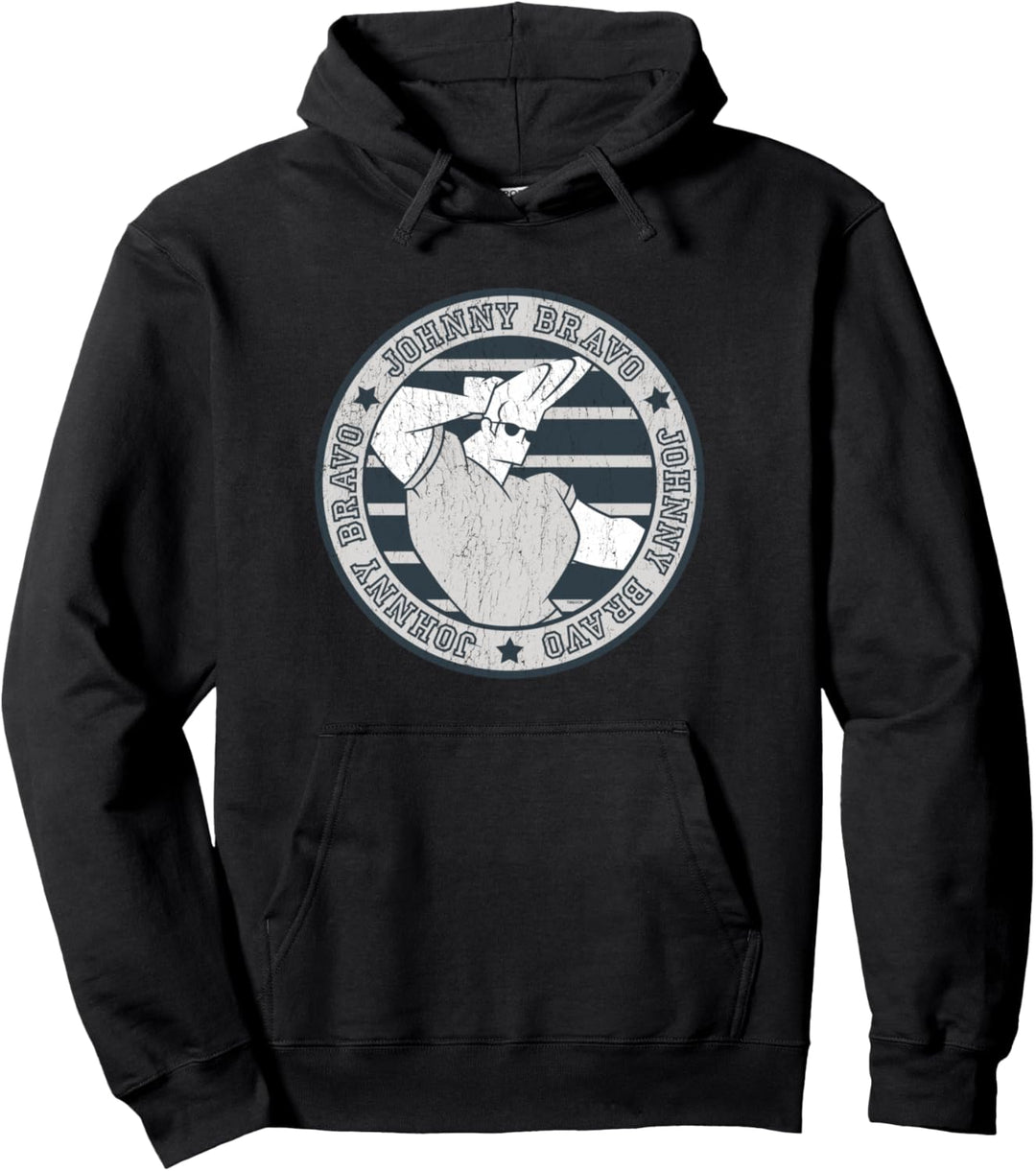 Cartoon Network Johnny Bravo Grey Circle Pullover Hoodie