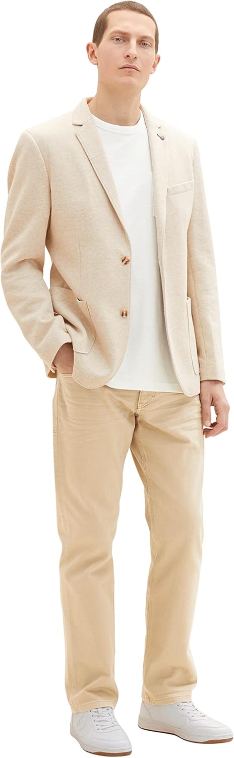 TOM TAILOR Herren Piqué Sakko 52 29114 - Beige Pique Melange, 52 29114 - Beige Pique Melange