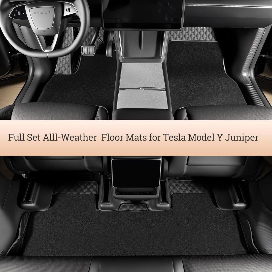 topfit Fussmatten für Tesla Model Y Juniper 2025 2026 Allwetter-PU-Bodenbelag für das Neue Model Y r