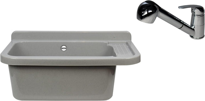 Waschbecken Ausgussbecken 50 cm x 34 cm x 21 cm Spülbecken Waschtrog mit Überlauf Waschbecken für Ge