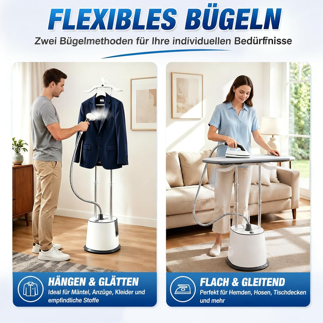 Dampfglätter Vertikaler Steamer, Dampfglätter 1800W mit 45g/min Dampfstoss – Höhenverstellbarer Hand