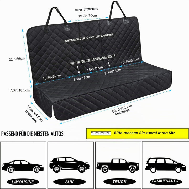 Autoschondecke Hund Rücksitz 136x 119cm Universal Nylon Car Seat Cover Dog Schwarz Hundedecke für me