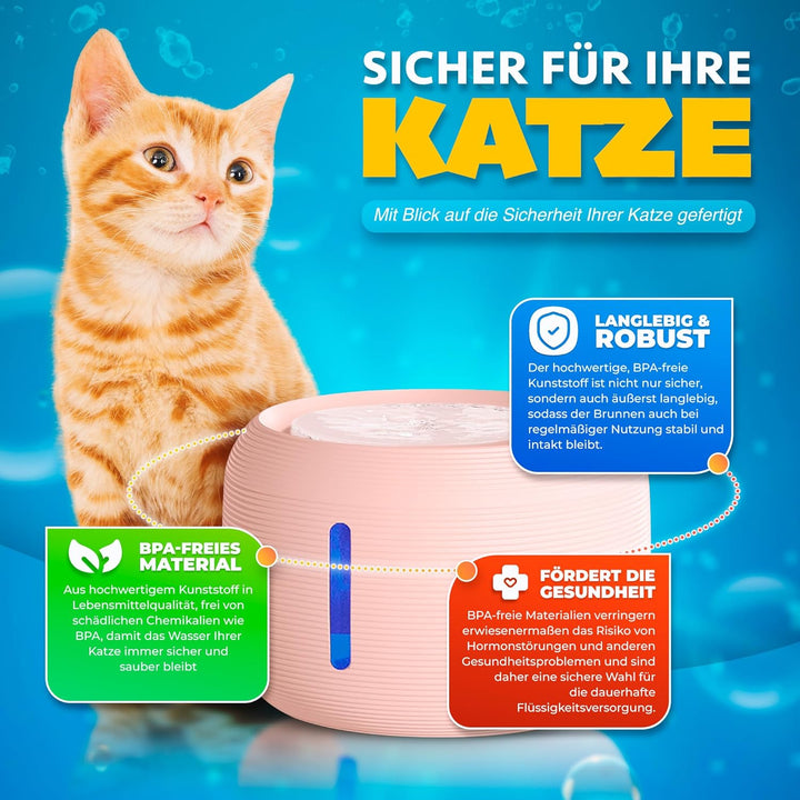 CarePet® Katzen- und Hunde-Trinkbrunnen - 2,5L Automatischer Trinkbrunnen mit Aktivkohlefilter, Ultr