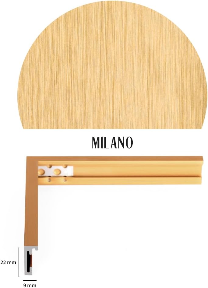 Bildershop-24 Bilderrahmen Milano Aluminium Alubilderrahmen 80 x 80 cm Gold Fotorahmen, Wechselrahme