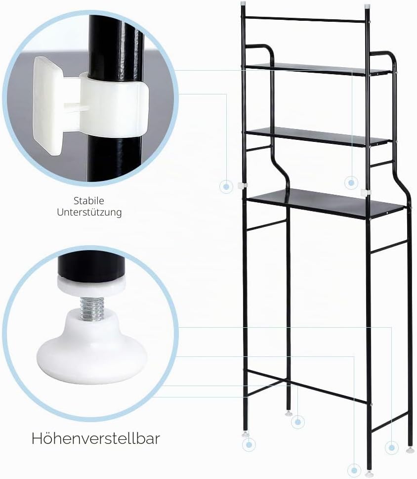 3-Tiers lackierter Stahl Toilettenregal WC-Regal Badezimmer Regal Aufbewahrungsregal für Badezimmer,