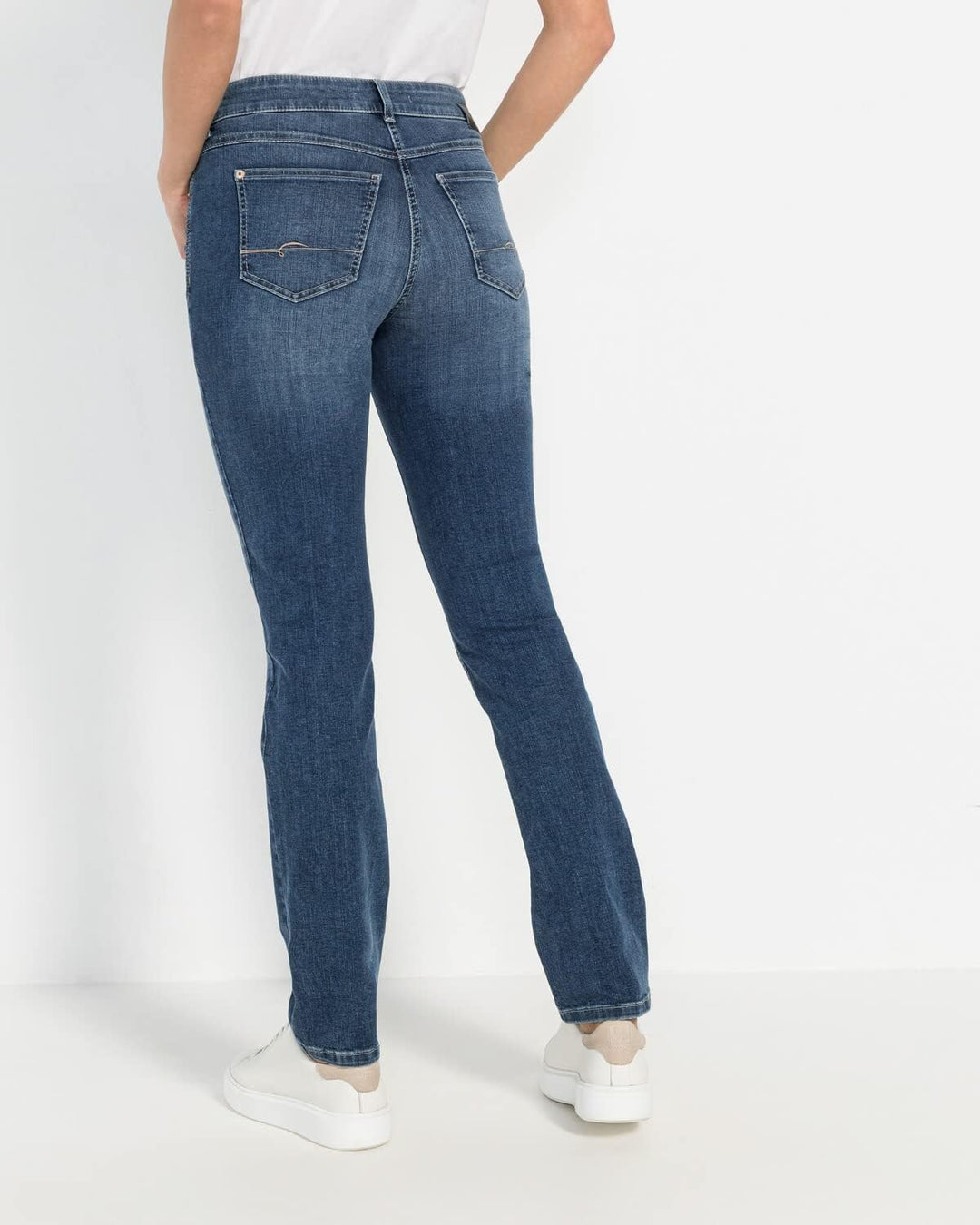 MAC Jeans Damen Jeans Hose Melanie Stretchdenim Grey 34W / 30L Mid Blue Used/L32, 34W / 30L Mid Blue