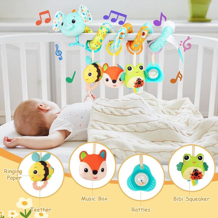 Kinderwagen Spielzeug, Baby Activity Spirale Spielzeug mit Musik, Hängendes Spiral Plüsch Spielzeug