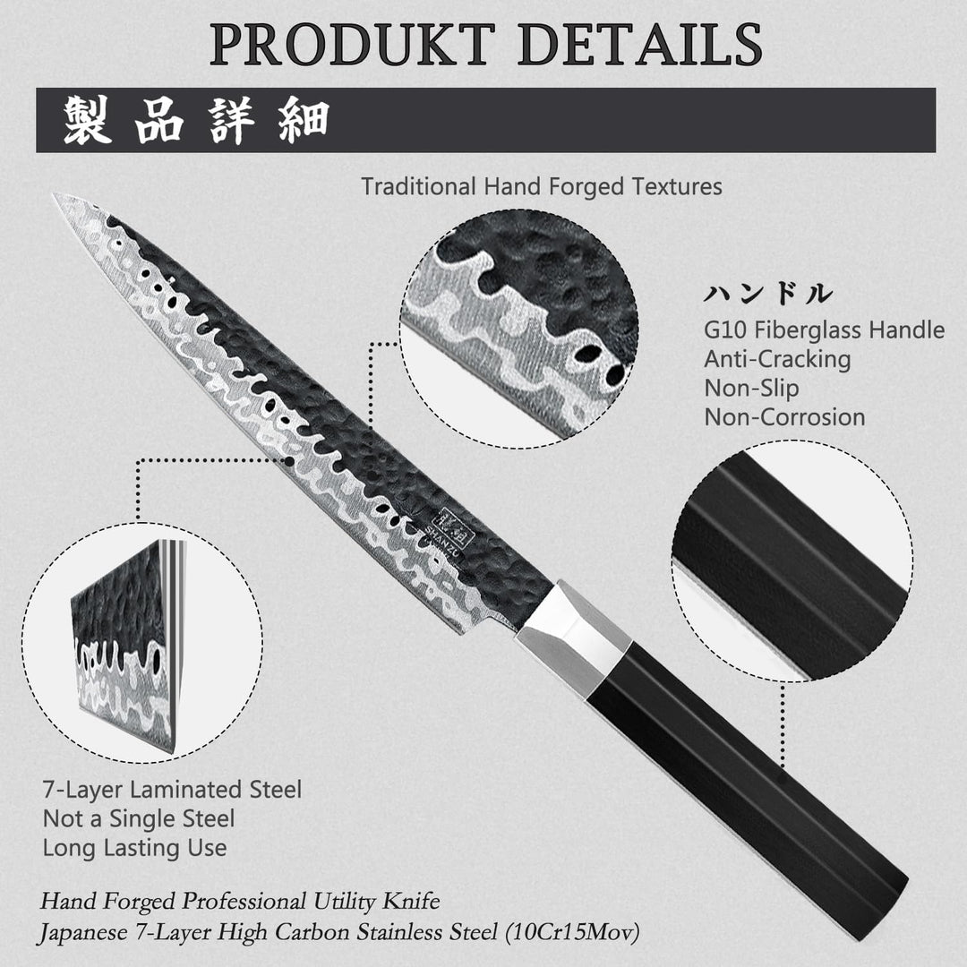 SHAN ZU Japanisches Kochmesser 15cm Allzweckmesser, 15cm Allzweckmesser