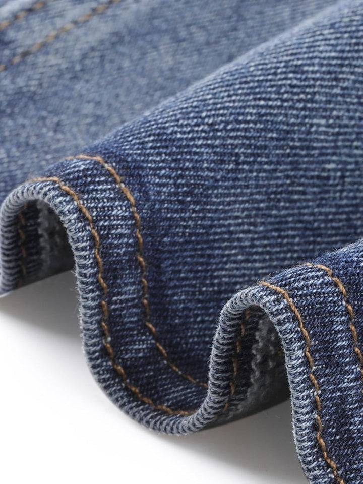 Allegra K Damen Kurze Jeansjacke Kragenlos 3/4 Ärmel Jeansjacken S Grau Blau, S Grau Blau