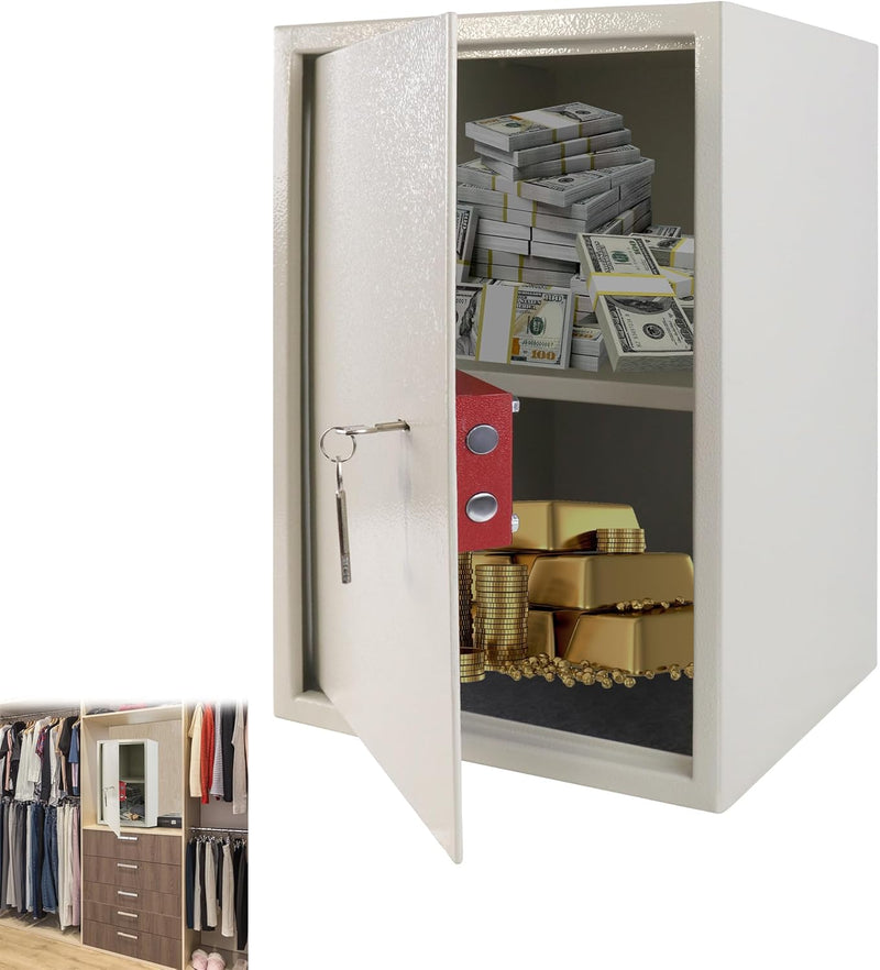 YRHome Möbeltresor Tresor Safe XL-35x31x50cm mit 2 Schlüssel-Schloss & Befestigungsschrauben Boden-W