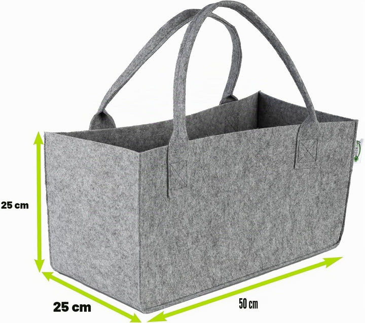 2 Stück Filztaschen Hellgrau Einkaufstasche Kaminholztasche Kaminholzkorb Filz Zeitungsständer Zeitu