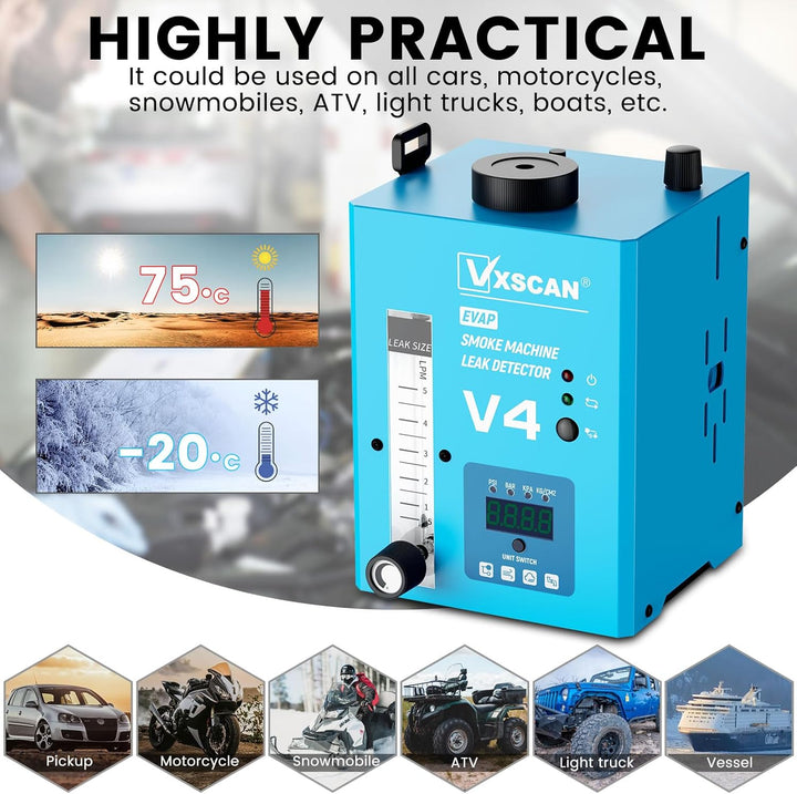 12V Nebelmaschine KFZ Rauchmaschine Lecksuchgerät EVAP mit Digitalem Druckmesser & Luftmengenmesser