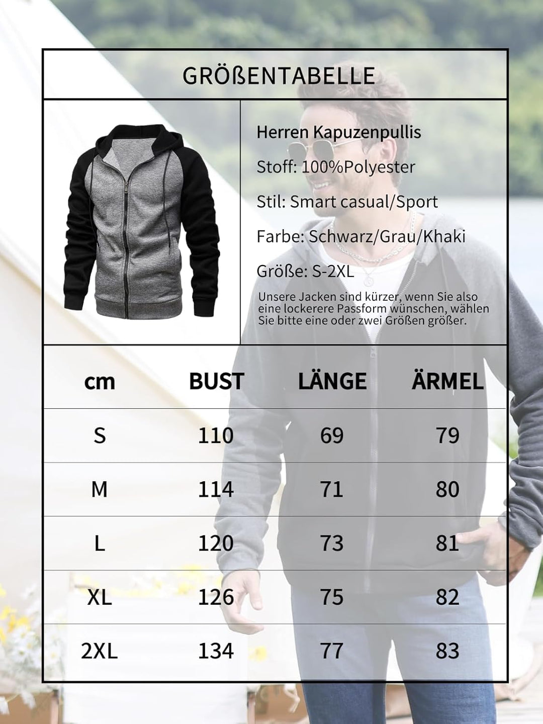 YawYews Sweatjacke Herren Zipper Hoodie Kapuzenjacke Herren Sweatjacke Mit Kapuze Sweatshirt Jacke R