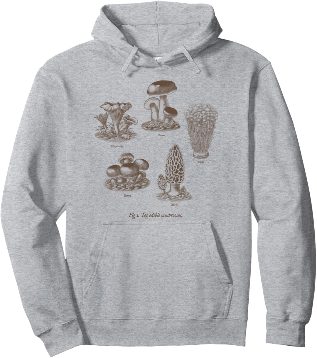 Pilze Morcheln Steinpilze Botanisches Vintage-Diagramm Pullover Hoodie