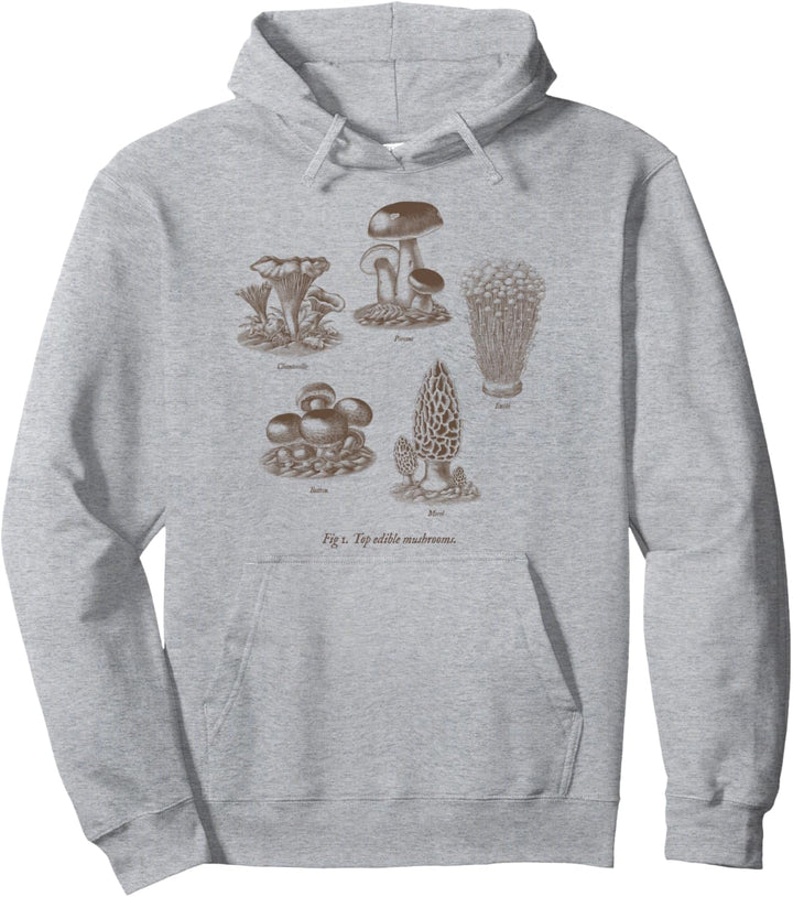 Pilze Morcheln Steinpilze Botanisches Vintage-Diagramm Pullover Hoodie