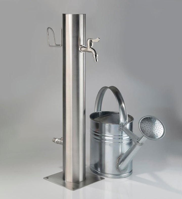 Westfalia Wasserwelten Wasserzapfsäule Edelstahl inklusive Schlauchhalter und 2 Hähne 75 cm