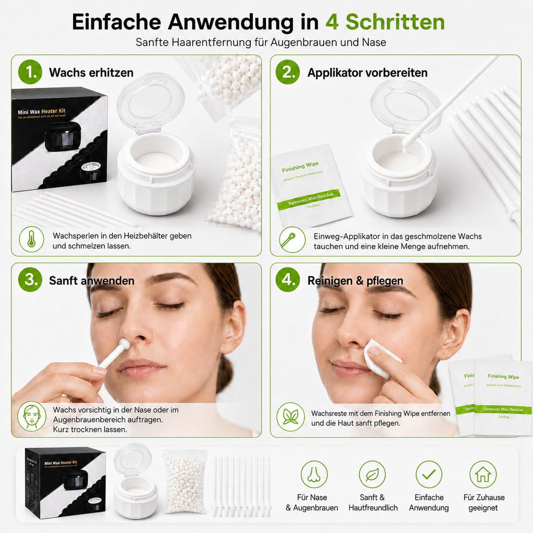 Nasenhaarentferner Wachs, Waxing Set mit Mini Wax Maschine und Nasenhaar Wachs Sticks, Wax Nasenwach
