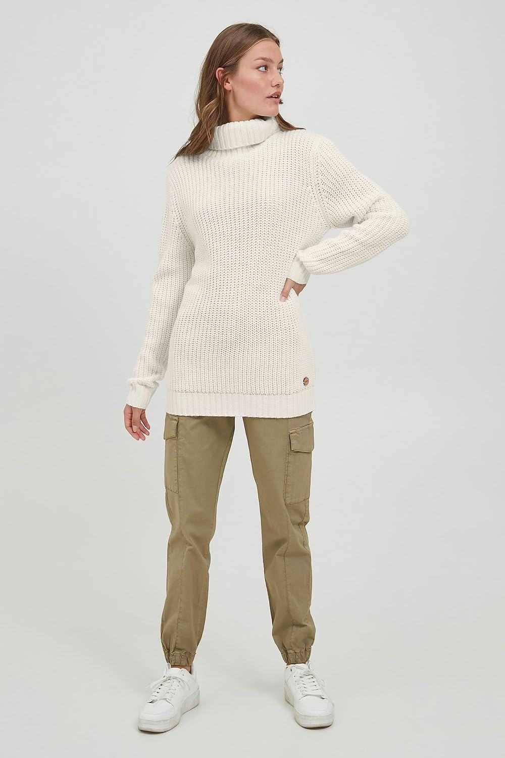 OXMO OXNanna Strickpullover Damen Grobstrickpullover Pullover mit Rollkragen Regular Fit M Cloud Dan