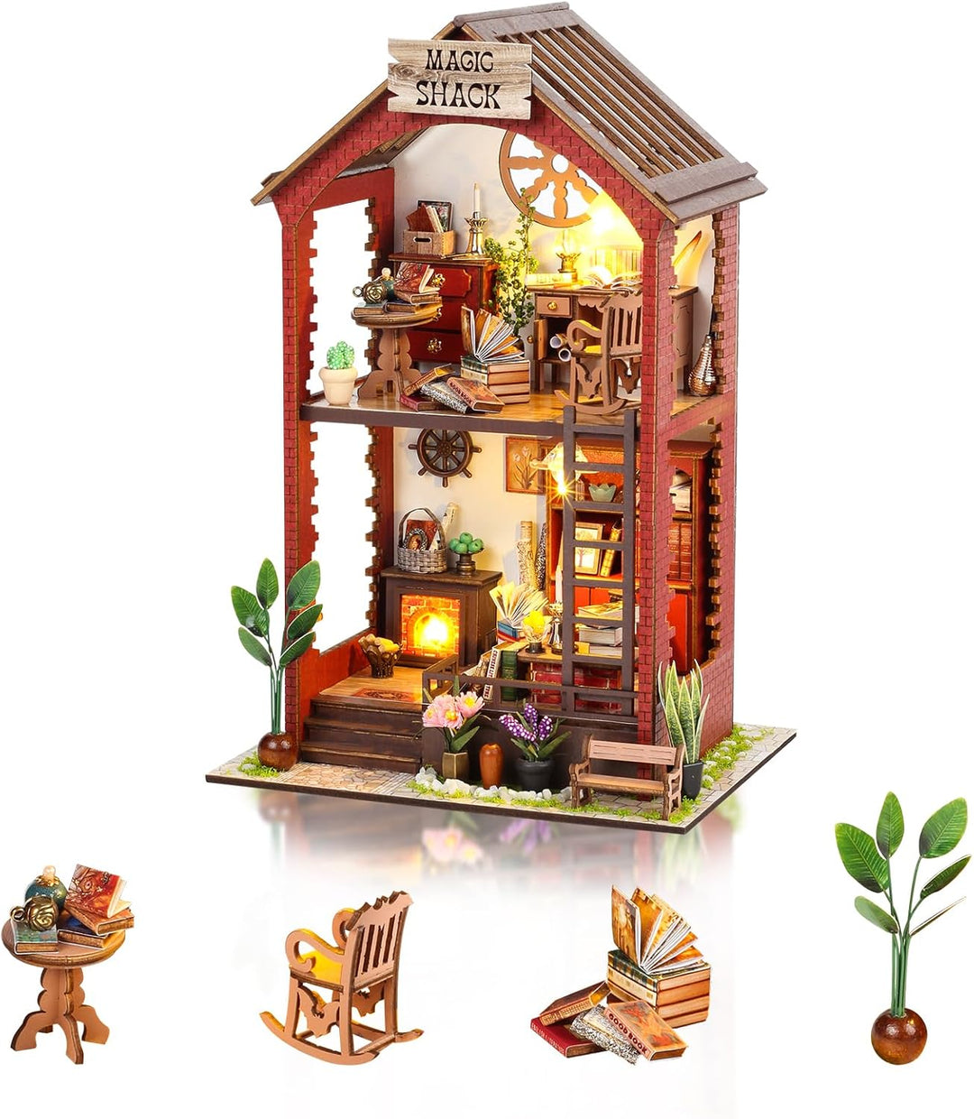 Cuteefun DIY Puppenhaus Miniatur mit Möbeln, Holz Mini House Kit, Machen Sie Ihr eigenes Handwerk Ha