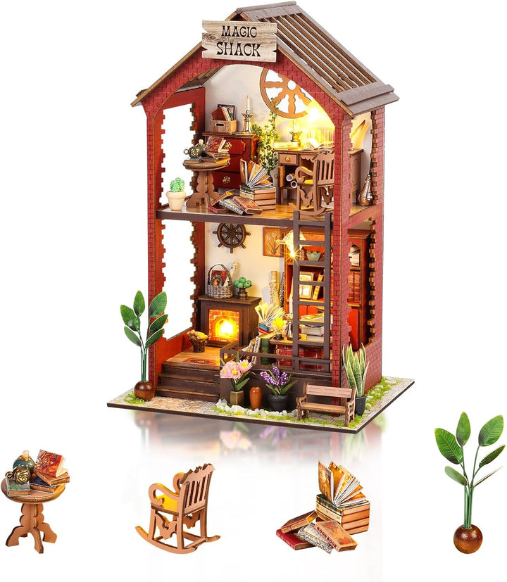 Cuteefun DIY Puppenhaus Miniatur mit Möbeln, Holz Mini House Kit, Machen Sie Ihr eigenes Handwerk Ha