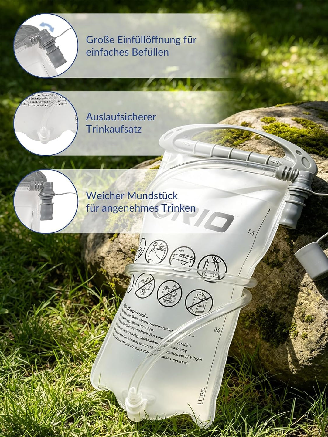GRIO Laufweste mit 1.5L Trinksystem, Leichte Hydration Weste für Damen &amp; Herren, Atmungsaktiv &amp; Refl