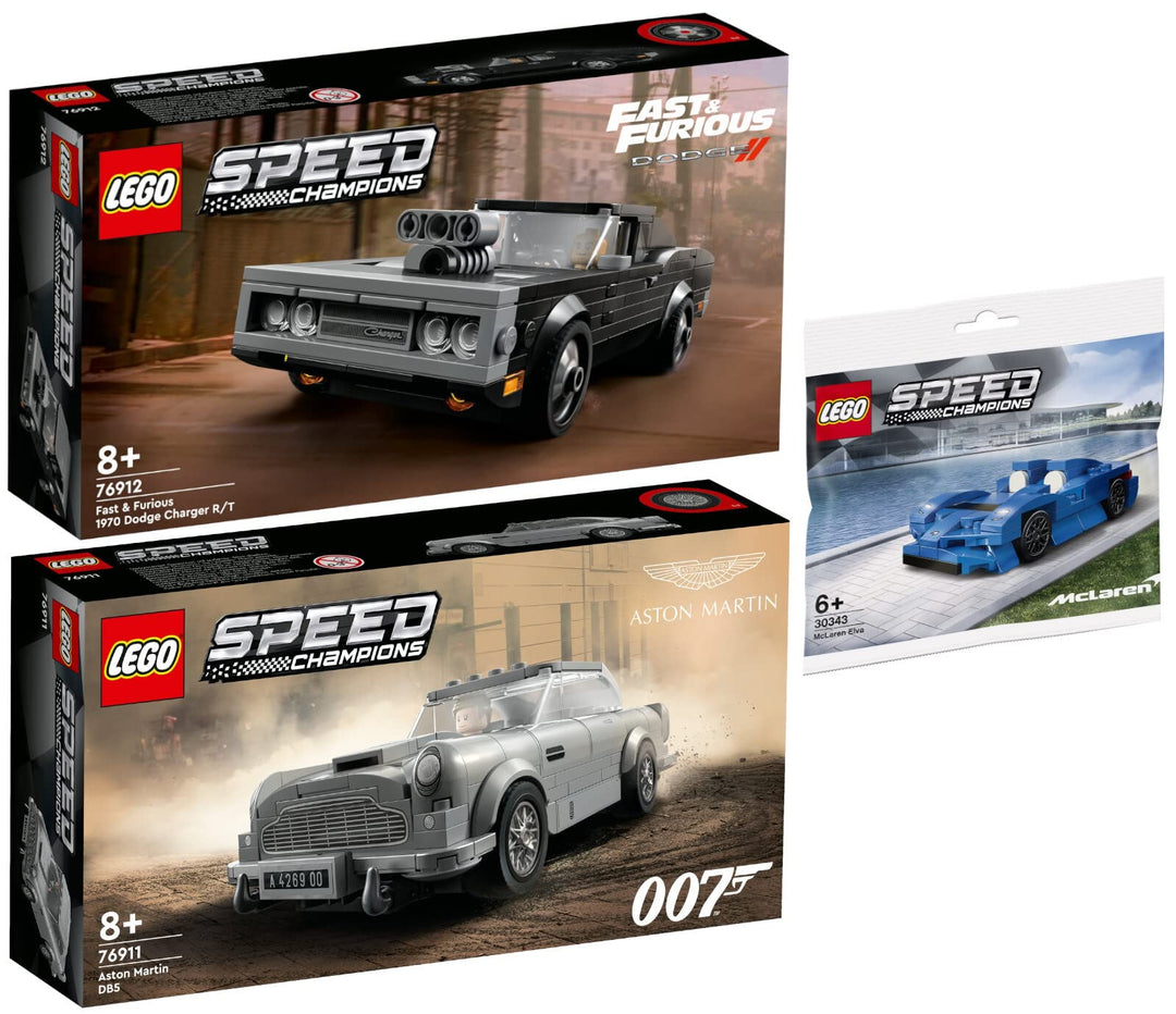Lego Speed Champions 3er Set: 76911 007 Aston Martin DB5, 76912 Fast & Furious 1970 Dodge Charger R/
