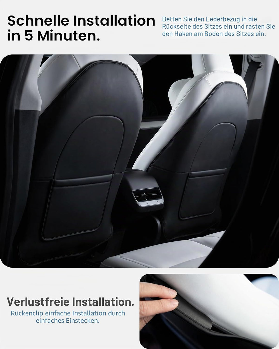2 Stück für Tesla Model 3 Model Y, Leder-Sitzrückenschutz, Zubehör 2024 2025, Kinder-Kick-Matten, Si
