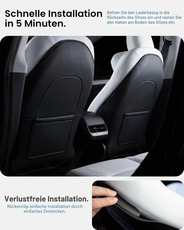 2 Stück für Tesla Model 3 Model Y, Leder-Sitzrückenschutz, Zubehör 2024 2025, Kinder-Kick-Matten, Si