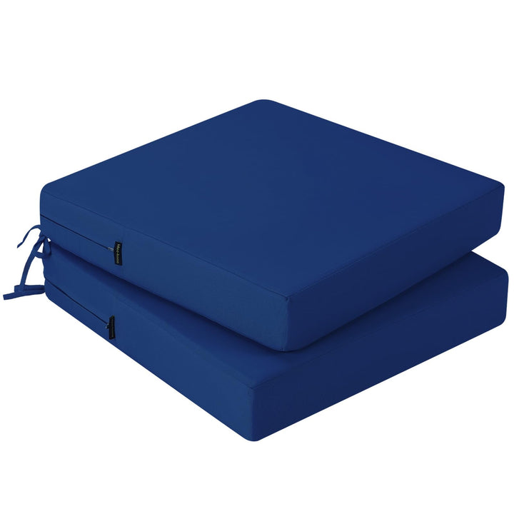 Outdoor Stuhlkissen 45x45, 2er Set mit Bändern, Navy | Wasserdichtes Sitzkissen mit Weicher Schaumst