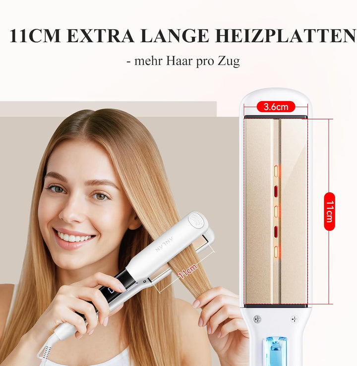 ANLAN Glätteisen und lockenstab 2 in 1, Professionelles Ionen glätteisen, Anti-Statisch, Rotlicht&In