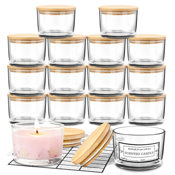 15 StüCk 140 ml KerzengläSer Zum Kerzen GiessEn KerzengläSer Mit Deckel und Klebrigen Etiketten Kerz