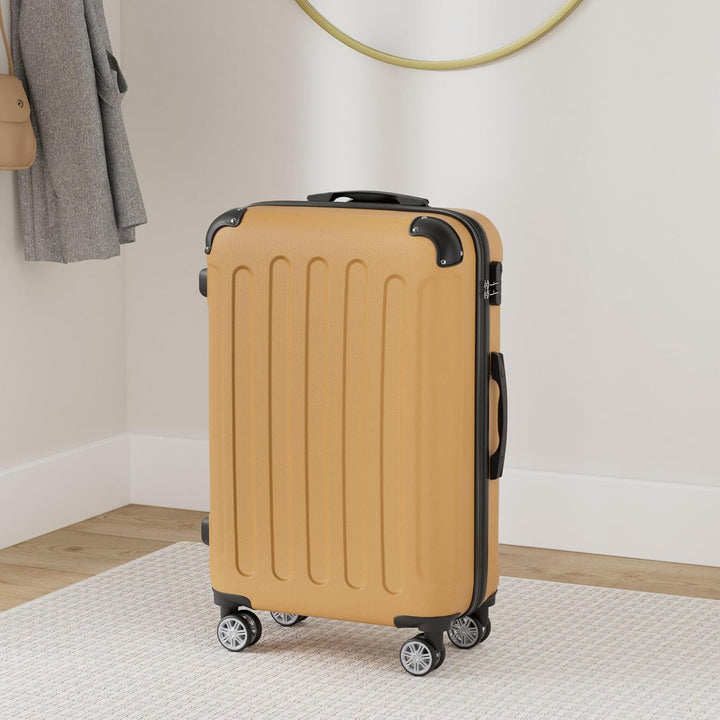 BEIBYE Hartschalen-Koffer Trolley Rollkoffer Reisekoffer Handgepäck 4 Rollen (M-L-XL-Set) (Orangen,