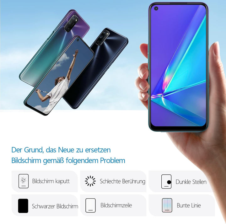 RongZy Kompatibel mit Oppo A72 CPH2067 Ersatz Bildschirm LCD Display und Touchscreen-Digitizer mit W
