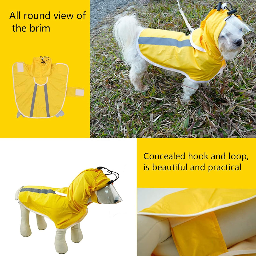 Hunde-Regenmantel, leichte, reflektierende Streifen-Pet-Regenjacke im Poncho-Stil für den Aussenbere