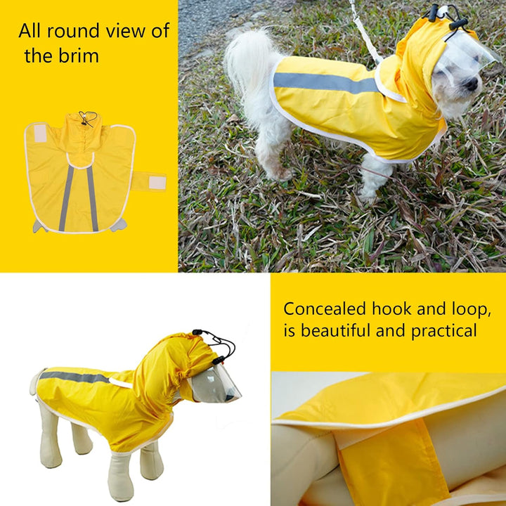 Hunde-Regenmantel, leichte, reflektierende Streifen-Pet-Regenjacke im Poncho-Stil für den Aussenbere
