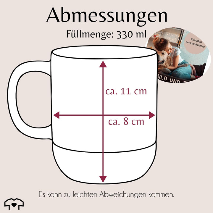 Tasse Untersetzer Kork - Foto Bild Geschenk I Dein Bild und Text - 330 ml - Weiss Matt - korkboden p