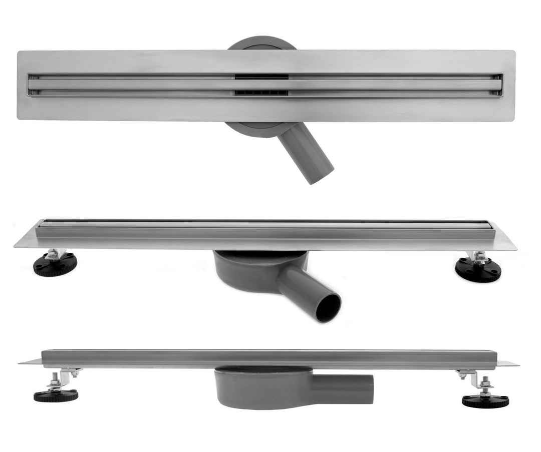 VBChome Duschrinne 60 cm ULTRA SLIM FLACH sehr edelstahl Bodenablauf Siphon mit Geruchsstop Grössen
