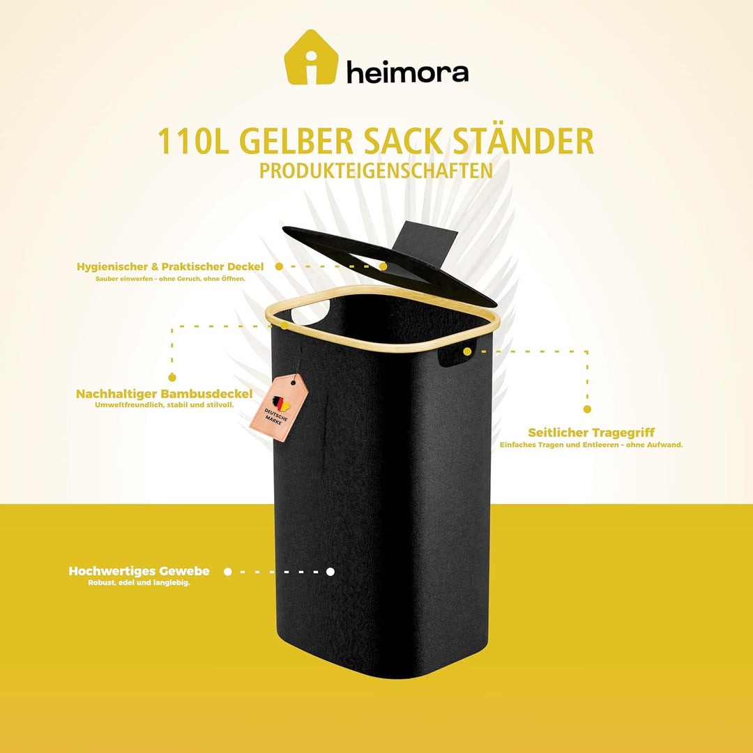 Gelber Sack Ständer 90–120L mit Deckel & Waschbarem Innenbeutel – Extra Grosser Müllsackhalter für K
