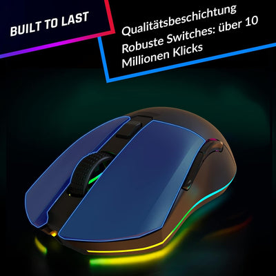 KLIM Blaze Pro Wiederaufladbare kabellose Maus - NEU 2023 - Gaming Maus mit RGB und Ladestation - Ho