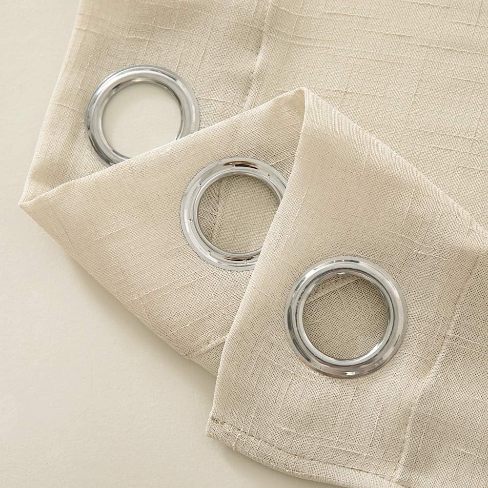 MIULEE 2er Set Voile Vorhang Sheer Leinenvorhang mit Ösen Transparente Leinen Optik Gardine Ösenscha