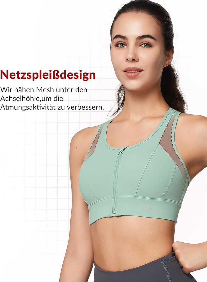 Yvette Starker Halt Sport BH Grosse Brüste mit Vorderverschluss Mesh Ringerrücken Ohne Bügel für Fit