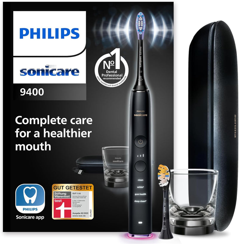 Philips Sonicare DiamondClean Smart 9400 elektrische Zahnbürste, Schallzahnbürste mit App, Drucksens